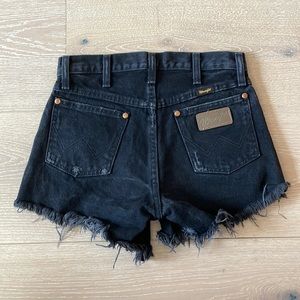 High waisted black wrangler denim shorts